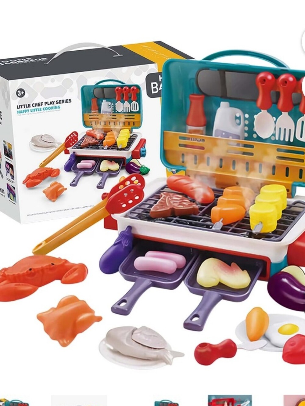 New Little Chefs BBQ Playset Toy Grill with Interactive Color Changing Food NIB